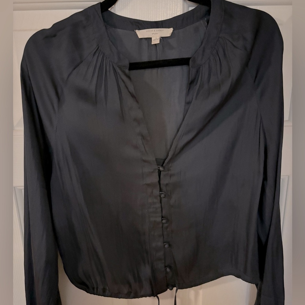 Satin like blouse size small navy